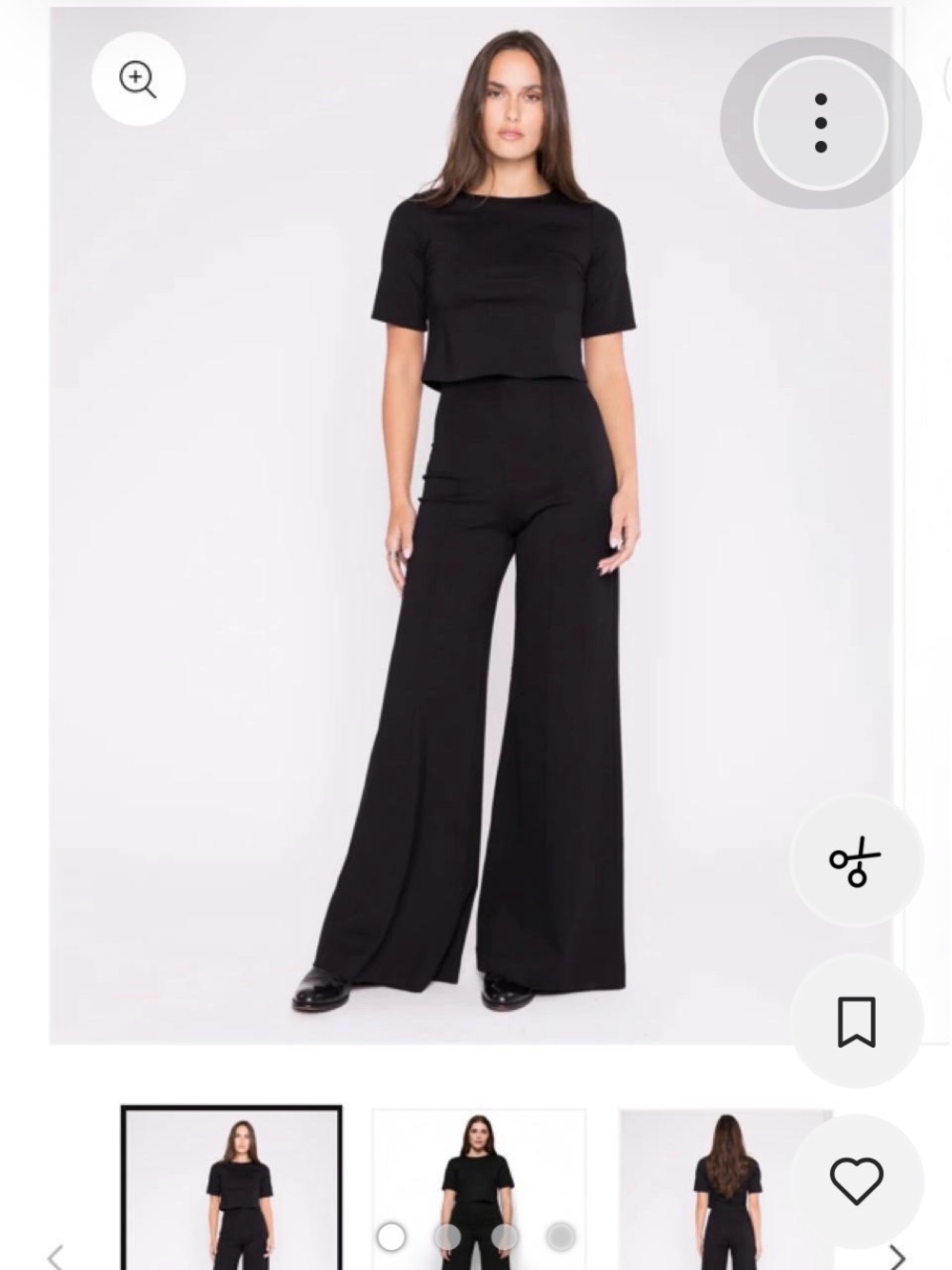 Women's Black Wide-Leg Jumpsuit with Cropped Overlay